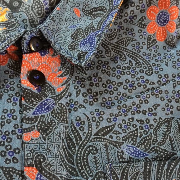 Batik Button Down Casual Men's Shirt - Picture 3 of 10